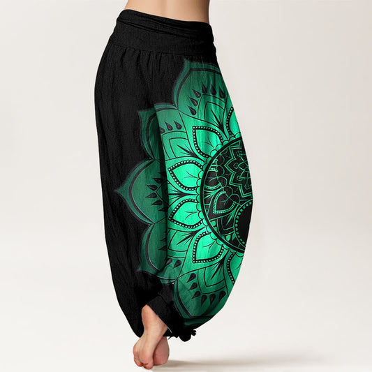 iAngelFace Cotton Symmetrical Mandala Pattern Women's Elastic Waist Harem Pants - image 1