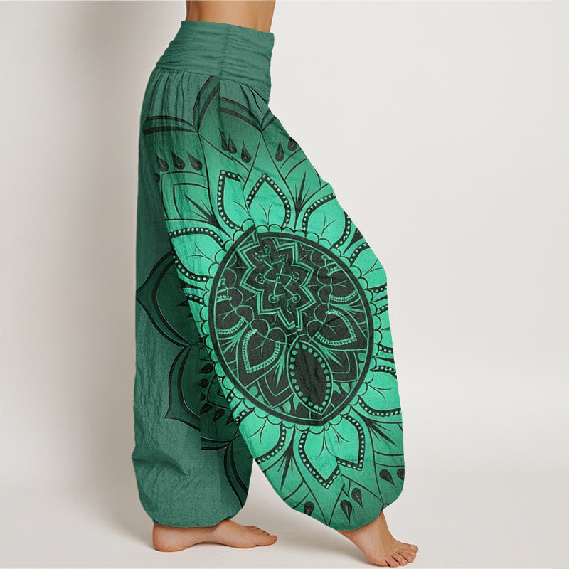 iAngelFace Cotton Symmetrical Mandala Pattern Women's Elastic Waist Harem Pants - image 10