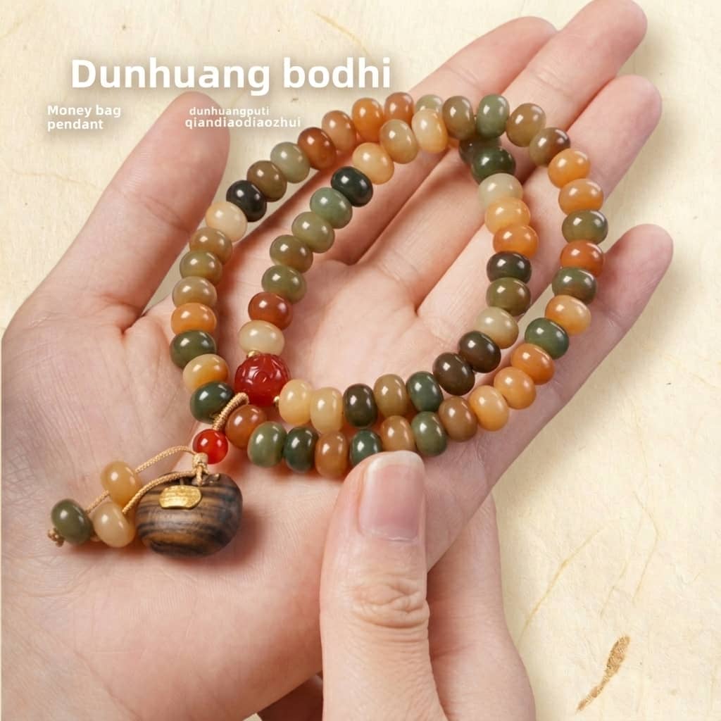 Dunhuang Padauk Abacus Beads Multi-circle DIY Lucky Bag Double-circle Pendant Style Chain 6x8 Unisex Wristlet Bracelet