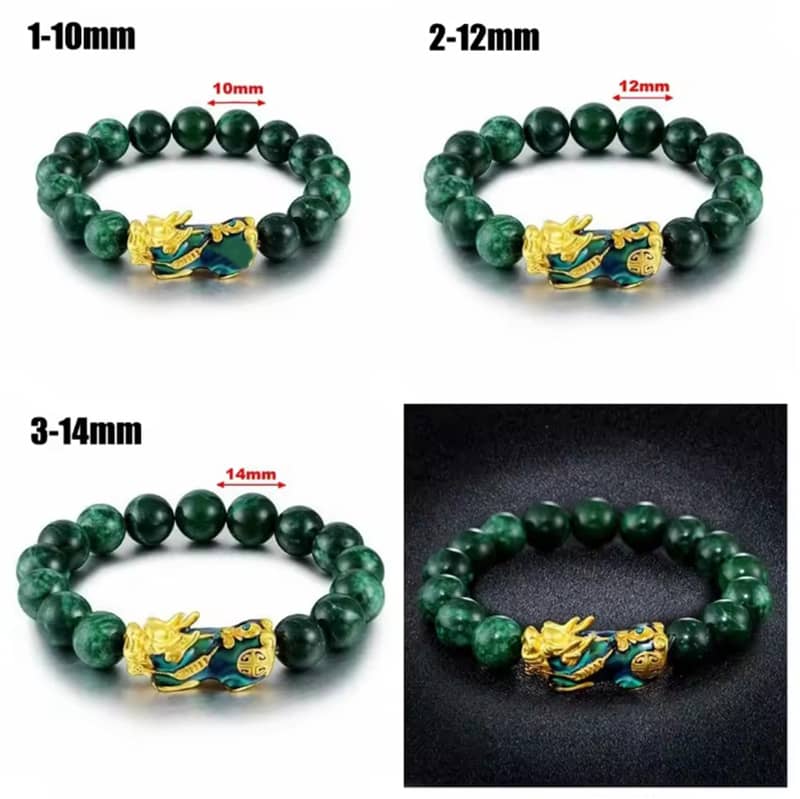Feng Shui Pixiu Green Jade Bracelet — Wealth & Protection