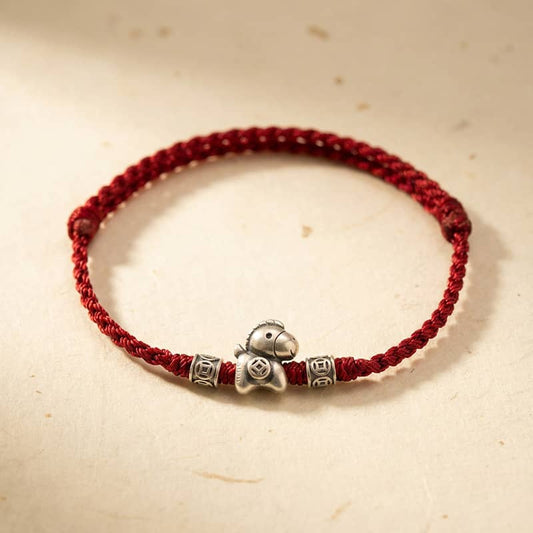 🐎Year of the Horse 999 Sterling Silver String Braided Protection Bracelet