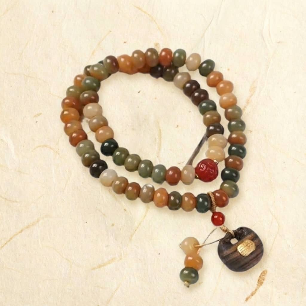 Dunhuang Padauk Abacus Beads Multi-circle DIY Lucky Bag Double-circle Pendant Style Chain 6x8 Unisex Wristlet Bracelet