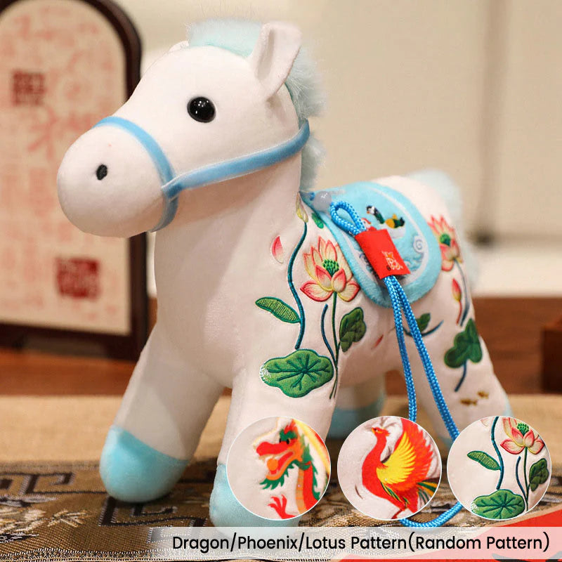 Year of the Horse Bamboo Dragon Lotus Phoenix Plush Doll Home Decoration