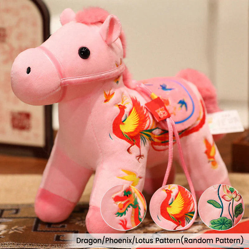 Year of the Horse Bamboo Dragon Lotus Phoenix Plush Doll Home Decoration