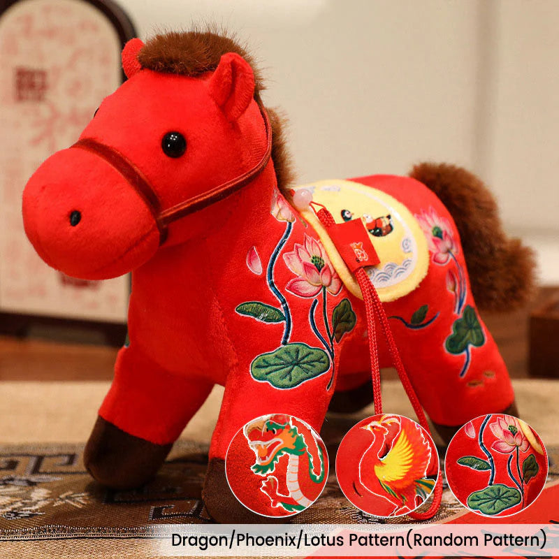 Year of the Horse Bamboo Dragon Lotus Phoenix Plush Doll Home Decoration
