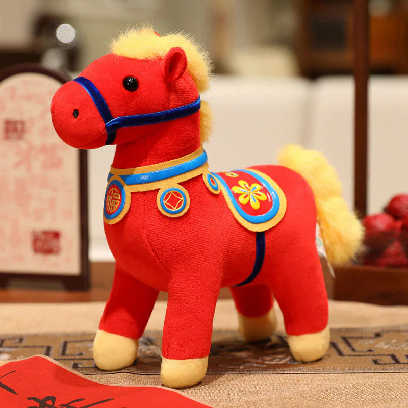 Year of the Horse Bamboo Dragon Lotus Phoenix Plush Doll Home Decoration