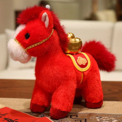 Year of the Horse Bamboo Dragon Lotus Phoenix Plush Doll Home Decoration