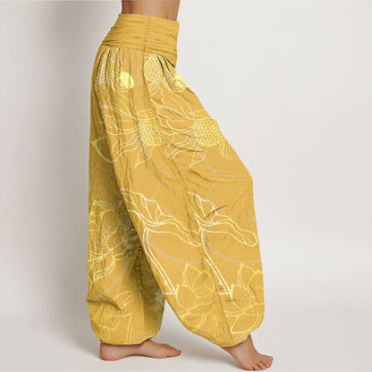 iAngelFace Pure Cotton Lotus Leaf Koi Fish Women's Elastic Waist Harem Pants - image 13