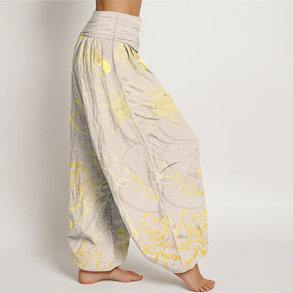 iAngelFace Pure Cotton Lotus Leaf Koi Fish Women's Elastic Waist Harem Pants - image 10