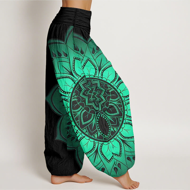 iAngelFace Cotton Symmetrical Mandala Pattern Women's Elastic Waist Harem Pants - image 2