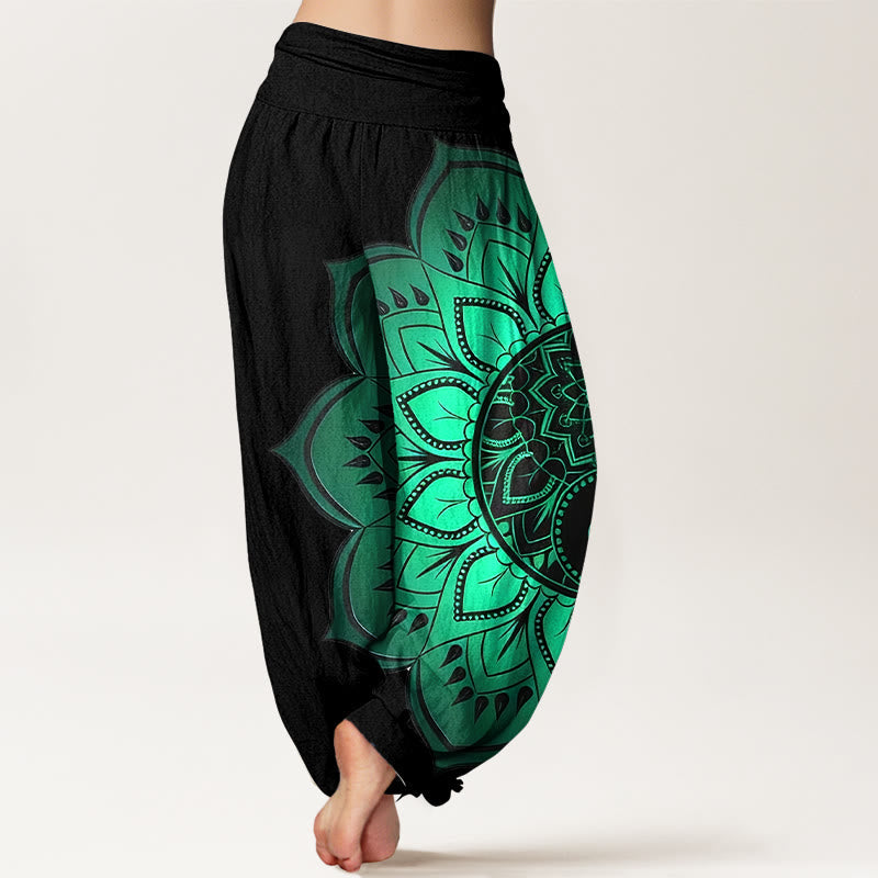 iAngelFace Cotton Symmetrical Mandala Pattern Women's Elastic Waist Harem Pants - image 1