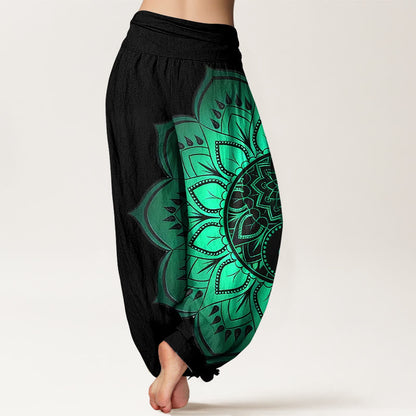 iAngelFace Cotton Symmetrical Mandala Pattern Women's Elastic Waist Harem Pants - image 1