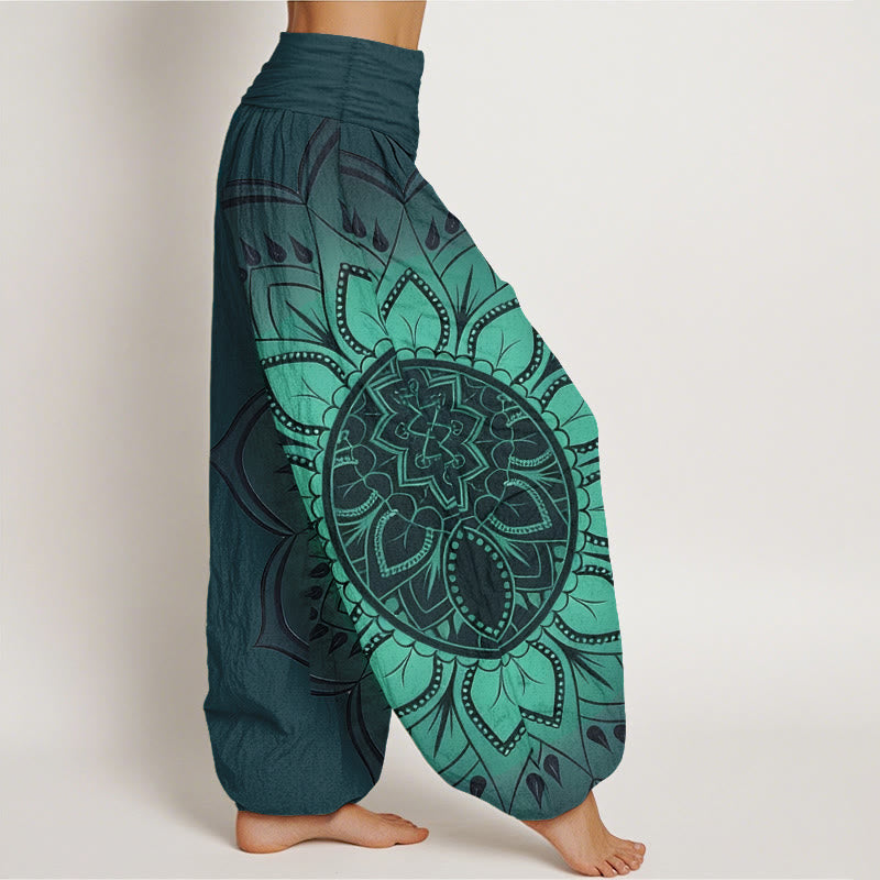 iAngelFace Cotton Symmetrical Mandala Pattern Women's Elastic Waist Harem Pants - image 7