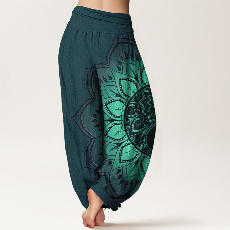 iAngelFace Cotton Symmetrical Mandala Pattern Women's Elastic Waist Harem Pants - image 6