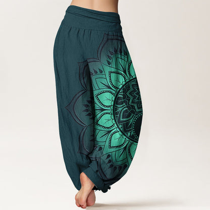 iAngelFace Cotton Symmetrical Mandala Pattern Women's Elastic Waist Harem Pants - image 6