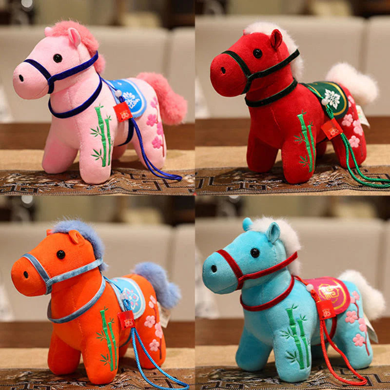 Year of the Horse Bamboo Dragon Lotus Phoenix Plush Doll Home Decoration