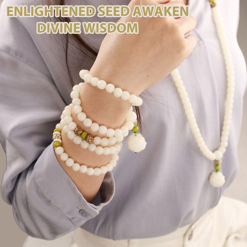 iAngelFace White Jade Bodhi Lotus Mala Harmony Necklace Bracelet Bracelet BS 15