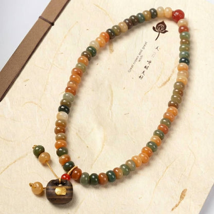 Dunhuang Padauk Abacus Beads Multi-circle DIY Lucky Bag Double-circle Pendant Style Chain 6x8 Unisex Wristlet Bracelet