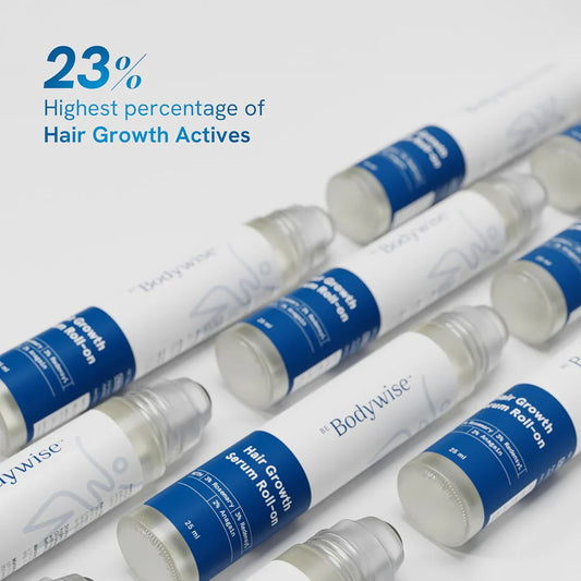 Be Bodywise Advanced Hair Growth Roll-On Serum | 3% Rosemary | 2% Aminexil | 3% Redensy l 2% Anagain | Precision Scalp Applicator | Paraben & Sulphate Free | Non oily and mess free-HQY