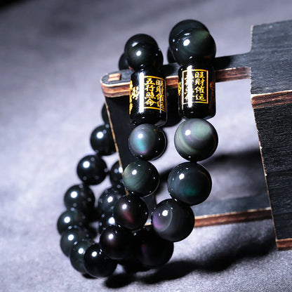 Natural Rainbow Obsidian Positive Transformation Bracelet