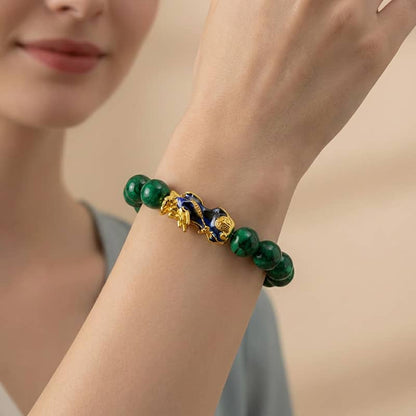 Feng Shui Pixiu Green Jade Bracelet — Wealth & Protection