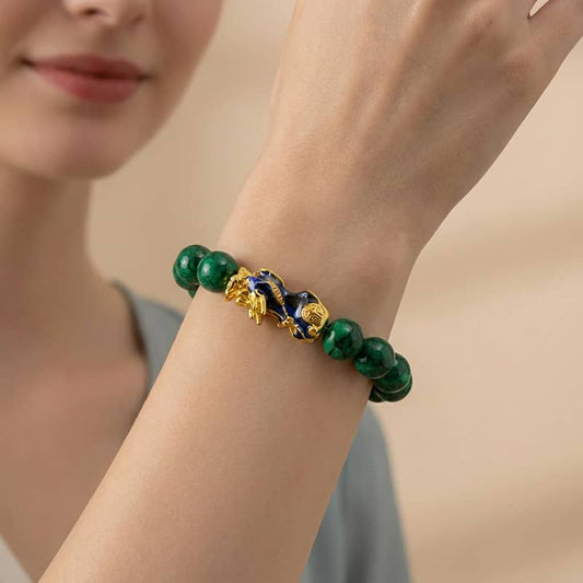 Feng Shui Pixiu Green Jade Bracelet — Wealth & Protection