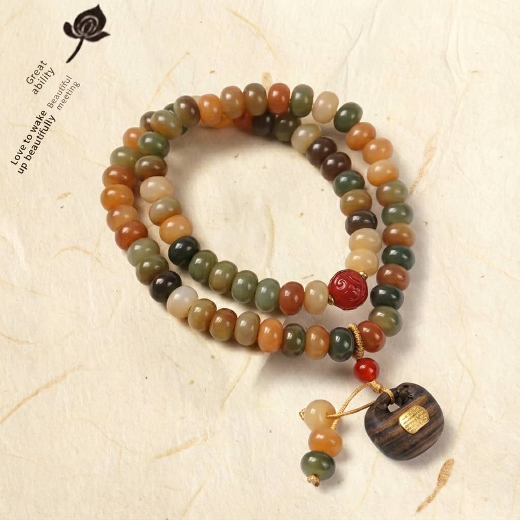 Dunhuang Padauk Abacus Beads Multi-circle DIY Lucky Bag Double-circle Pendant Style Chain 6x8 Unisex Wristlet Bracelet