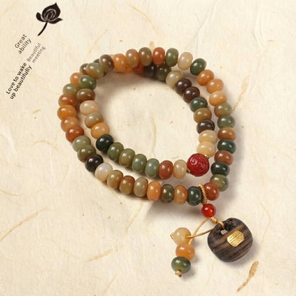 Dunhuang Padauk Abacus Beads Multi-circle DIY Lucky Bag Double-circle Pendant Style Chain 6x8 Unisex Wristlet Bracelet