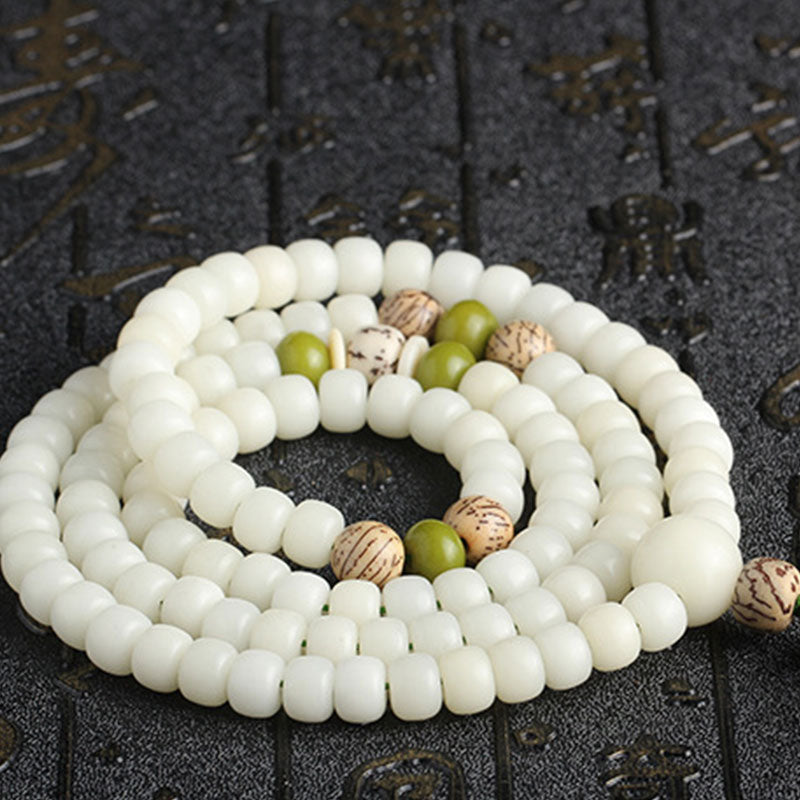 iAngelFace White Jade Bodhi Lotus Mala Harmony Necklace Bracelet Bracelet BS 13