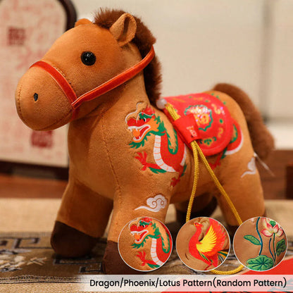 Year of the Horse Bamboo Dragon Lotus Phoenix Plush Doll Home Decoration