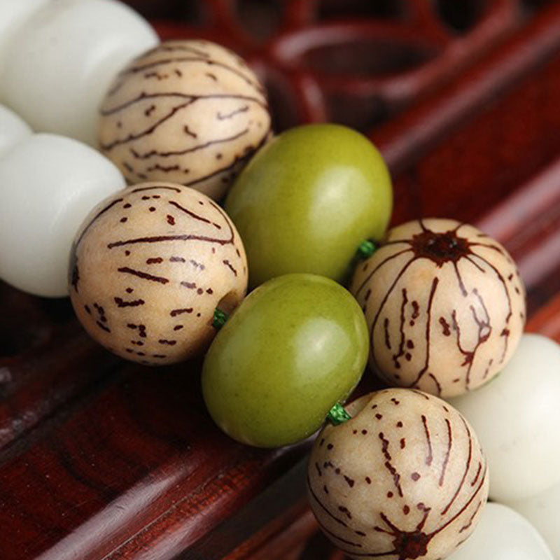 iAngelFace White Jade Bodhi Lotus Mala Harmony Necklace Bracelet Bracelet BS 11