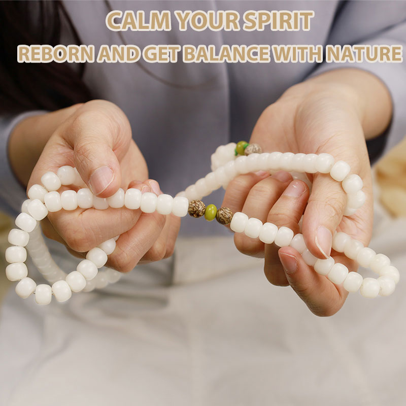 iAngelFace White Jade Bodhi Lotus Mala Harmony Necklace Bracelet Bracelet BS 14