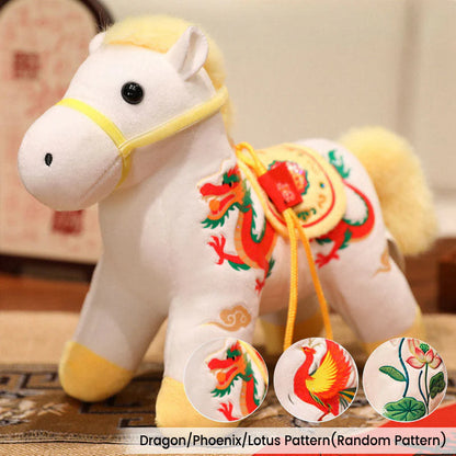Year of the Horse Bamboo Dragon Lotus Phoenix Plush Doll Home Decoration
