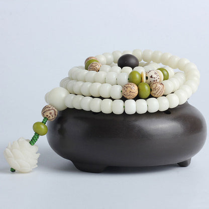 iAngelFace White Jade Bodhi Lotus Mala Harmony Necklace Bracelet Bracelet BS 17